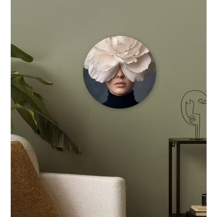 Portret - Mysterieus - Wit Wandcirkel kunststof plaat 5mm dik klein -sfeer3