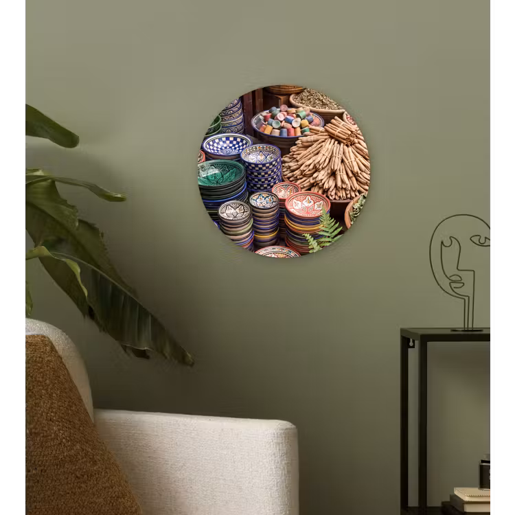 round wall art - Pottery - Oriental - Colorful - Aardewerk - Oosters - Kleurrijk Wandcirkel kunststof plaat 5mm dik klein