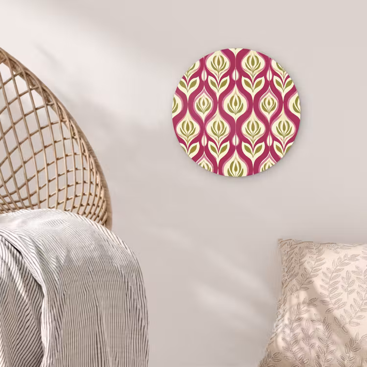 Retro - Floraal - Paars Wandcirkel kunststof plaat 5mm dik klein 188 -sfeer5