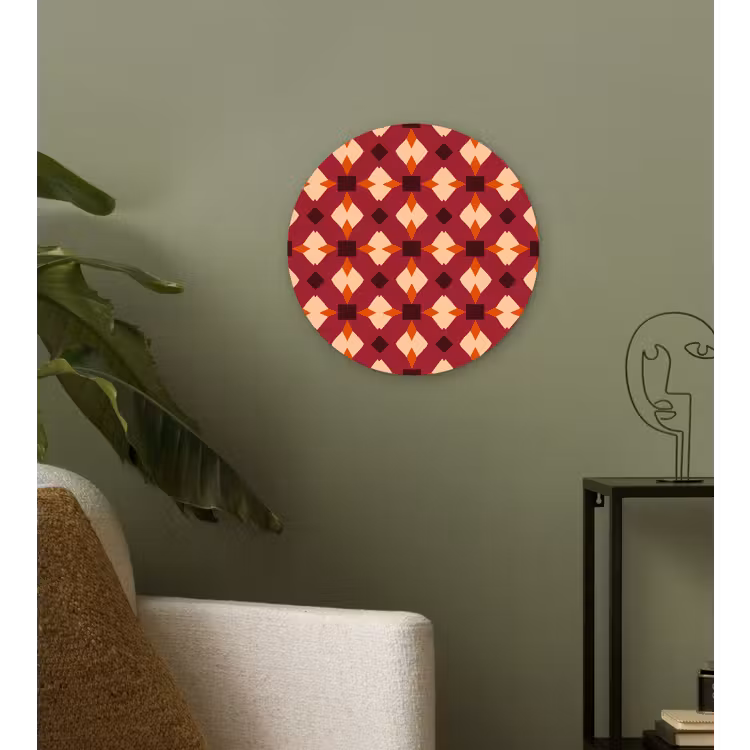 Retro - Patroon - Kleurrijk Wandcirkel kunststof plaat 5mm dik klein 188 -sfeer3