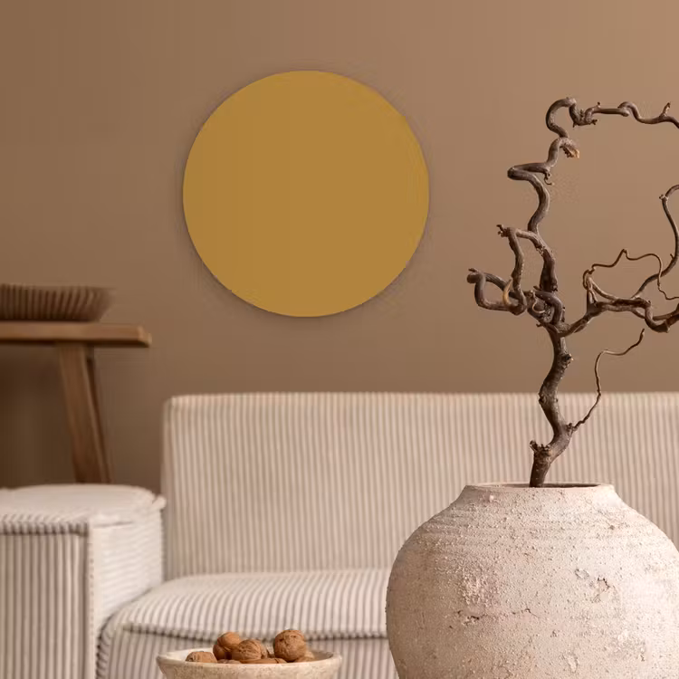 Rhythmic - Ochre - Geel Wandcirkel kunststof plaat 5mm dik klein 188 -sfeer1