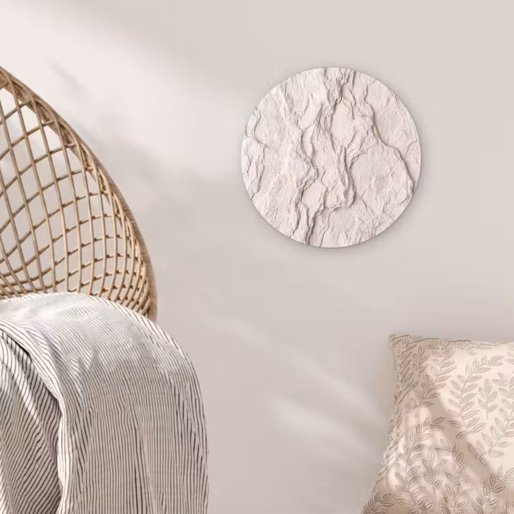 Rots - Structuur - Natuur - Beige - Abstract Wandcirkel kunststof plaat 5mm dik klein -sfeer5