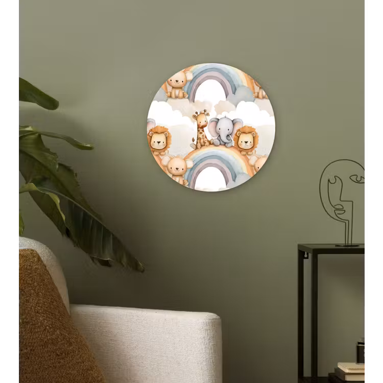Safari - Regenboog - Kleurrijk Wandcirkel kunststof plaat 5mm dik klein 188 -sfeer3