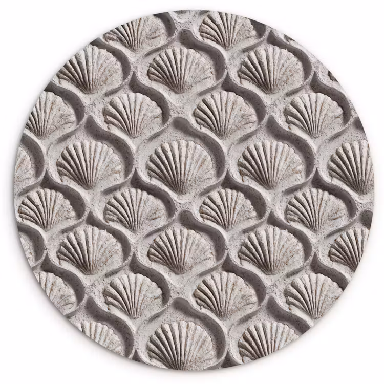 Zand - Schelpenvorm - Grijs Wandcirkel kunststof plaat 5mm dik klein 188 -3d