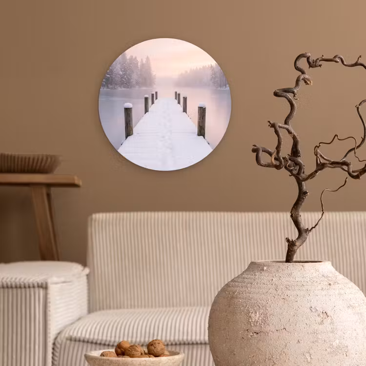 Steiger - Meer - Mist - Winter - Serene Wandcirkel kunststof plaat 5mm dik klein -sfeer1