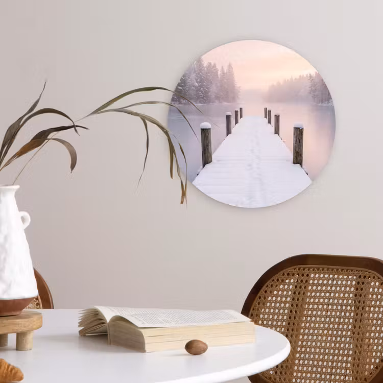 Steiger - Meer - Mist - Winter - Serene Wandcirkel kunststof plaat 5mm dik klein -sfeer4