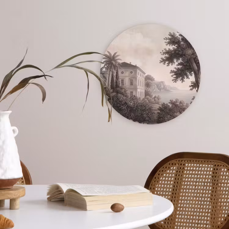 Zee - Villa - Beige Wandcirkel kunststof plaat 5mm dik klein -sfeer4