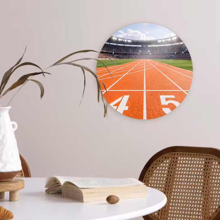 Sintelbaan - Stadion - Sport -Oranje Wandcirkel kunststof plaat 5mm dik klein -sfeer4