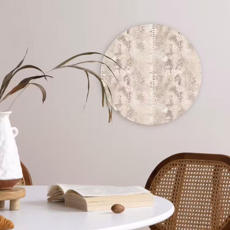 Slang - Patroon - Beige Wandcirkel kunststof plaat 5mm dik klein 188 -sfeer4