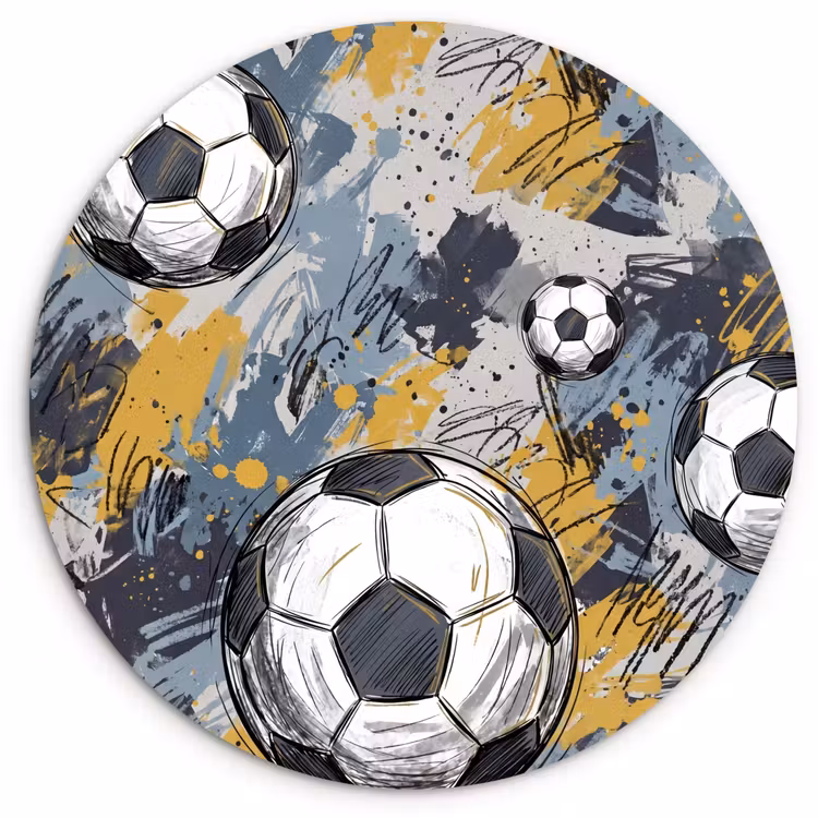 Voetbal - Abstract - Sport - Kleurrijk Wandcirkel kunststof plaat 5mm dik klein -3d