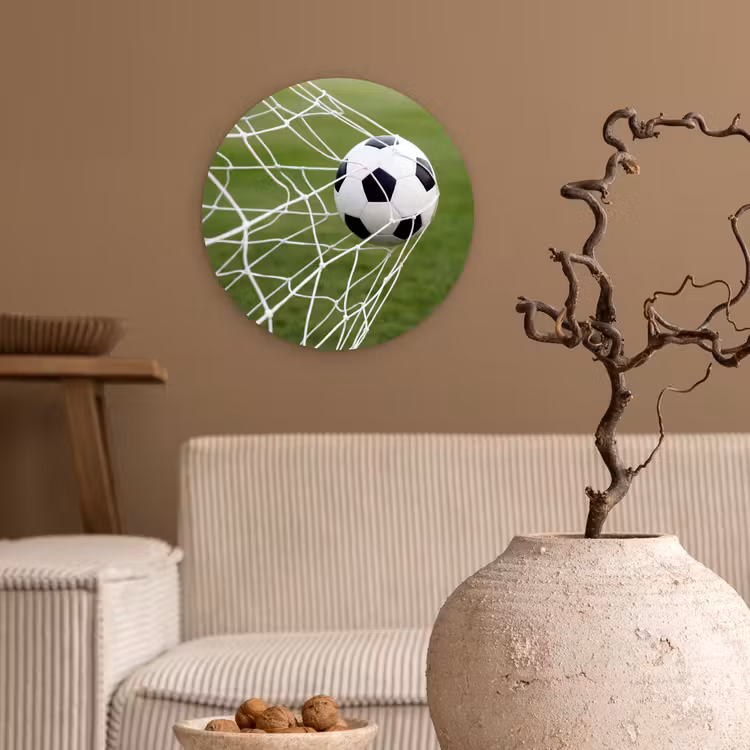 Voetbal - Goal - Net - Sport Wandcirkel kunststof plaat 5mm dik klein -sfeer1