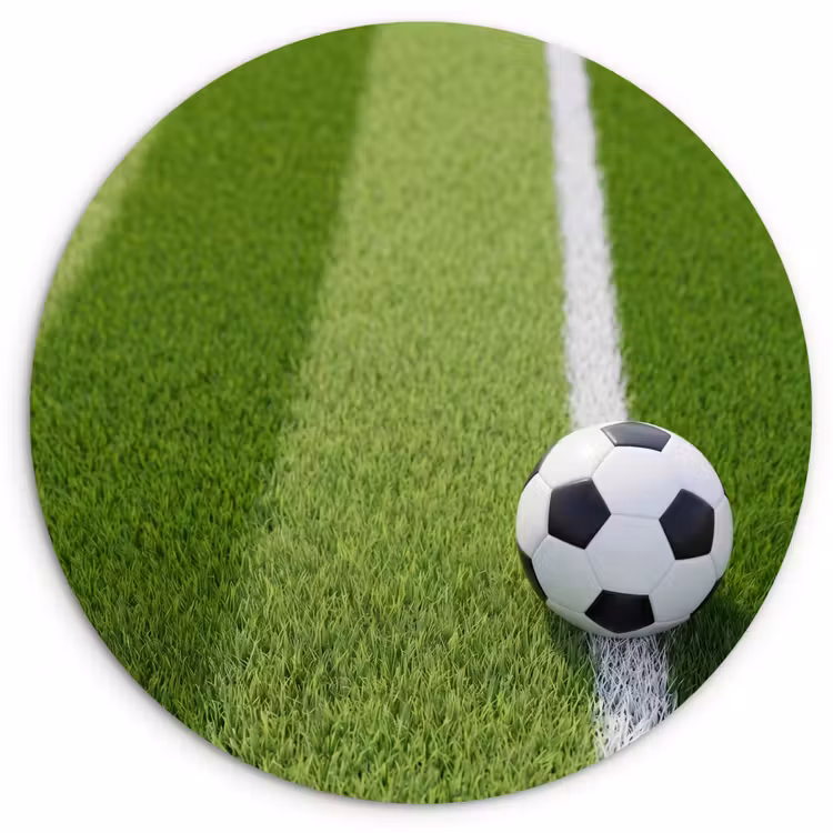 Voetbal - Grasveld - Sport - Groen Wandcirkel kunststof plaat 5mm dik klein -3d