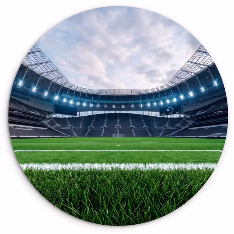 Voetbal - Stadion - Sport - Groen Wandcirkel kunststof plaat 5mm dik klein -3d