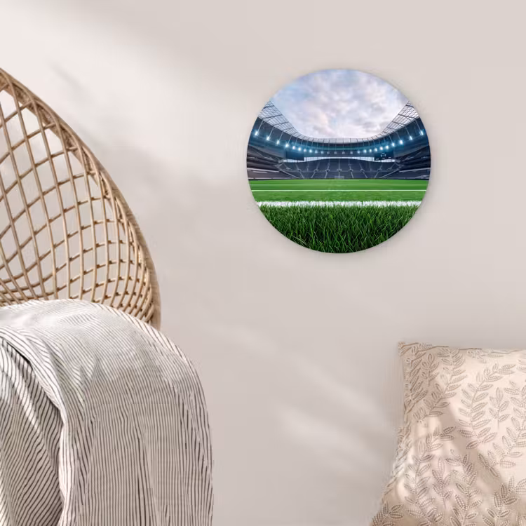 Voetbal - Stadion - Sport - Groen Wandcirkel kunststof plaat 5mm dik klein -sfeer5