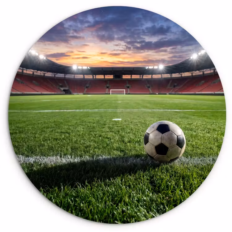 Voetbal - Stadion - Sport - Groen Wandcirkel kunststof plaat 5mm dik klein -3d