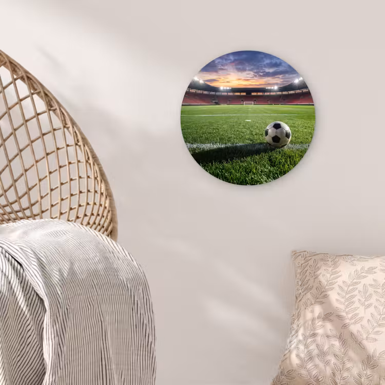 Voetbal - Stadion - Sport - Groen Wandcirkel kunststof plaat 5mm dik klein -sfeer5