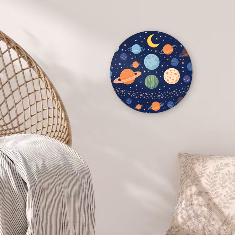Ruimte - Planeten - Kleurrijk Wandcirkel kunststof plaat 5mm dik klein -sfeer5