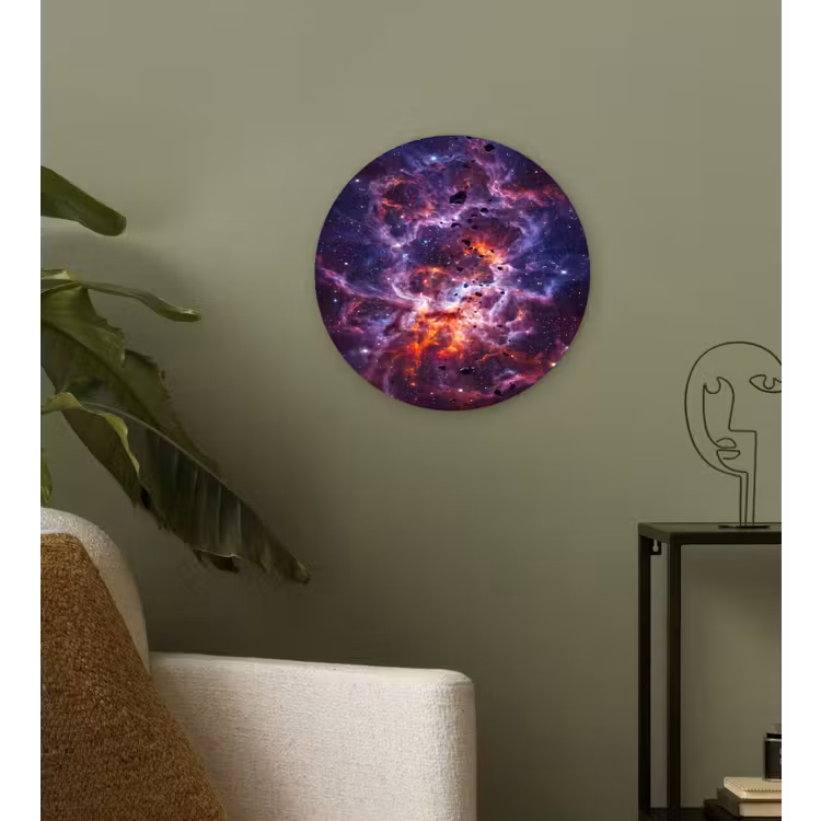 Space - Stars - Abstract - Colorful Wandcirkel kunststof plaat 5mm dik klein -sfeer3