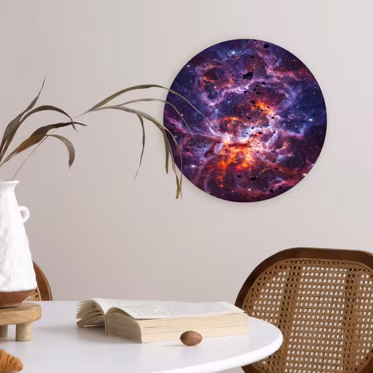 Space - Stars - Abstract - Colorful Wandcirkel kunststof plaat 5mm dik klein -sfeer4
