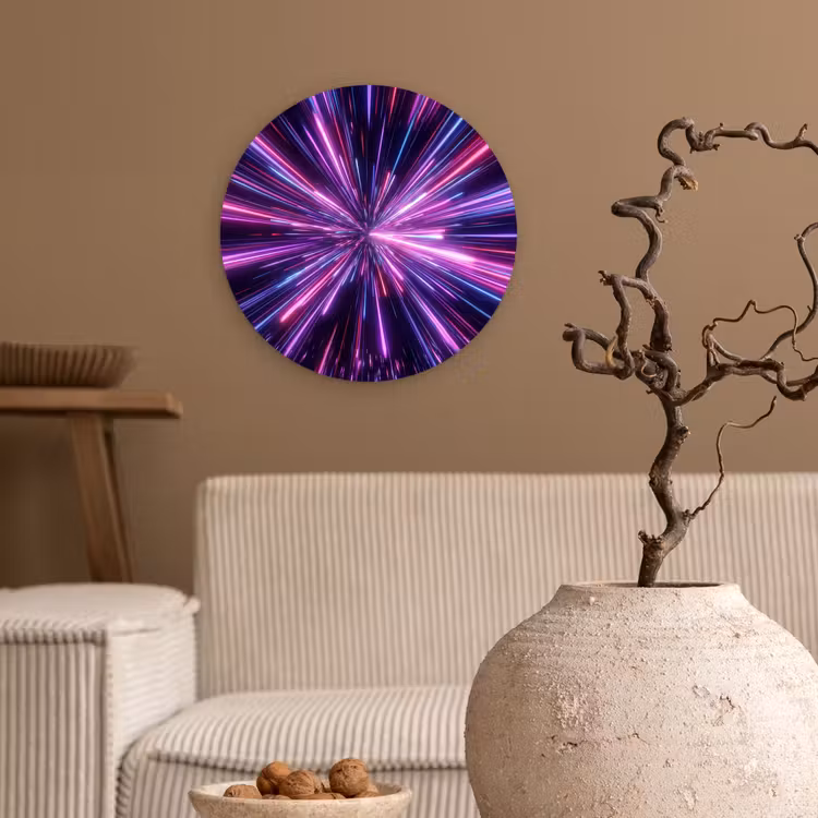 Lichtsnelheid - Ruimte - Roze - Paars Wandcirkel kunststof plaat 5mm dik klein -sfeer1