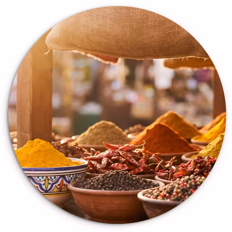 round wall art - Spices - Market - Colorful - Specerijen - Markt - Kleurrijk Wandcirkel kunststof plaat 5mm dik klein