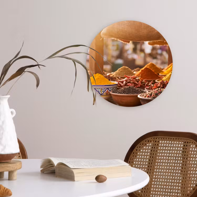 round wall art - Spices - Market - Colorful - Specerijen - Markt - Kleurrijk Wandcirkel kunststof plaat 5mm dik klein