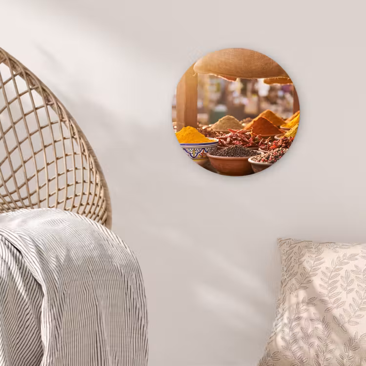 round wall art - Spices - Market - Colorful - Specerijen - Markt - Kleurrijk Wandcirkel kunststof plaat 5mm dik klein