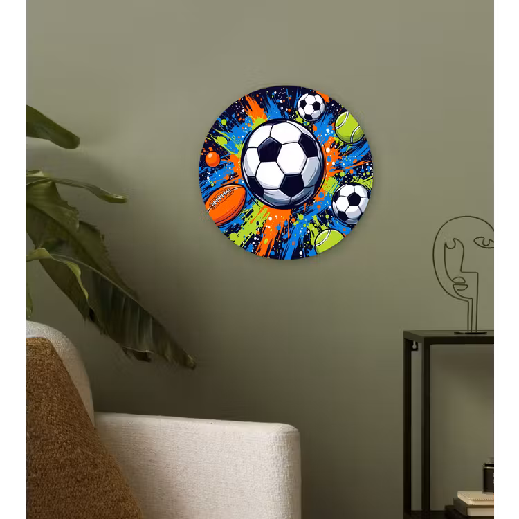 Sport - Ballen - Kleurrijk Wandcirkel kunststof plaat 5mm dik klein -sfeer3