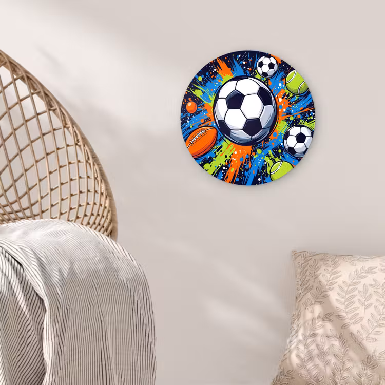 Sport - Ballen - Kleurrijk Wandcirkel kunststof plaat 5mm dik klein -sfeer5