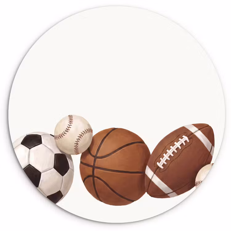 Sport - Ballen - Illustratie Wandcirkel kunststof plaat 5mm dik klein -3d