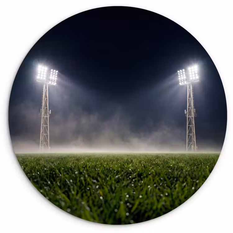 Stadion - Lichtmast - Sport - Nacht Wandcirkel kunststof plaat 5mm dik klein -3d