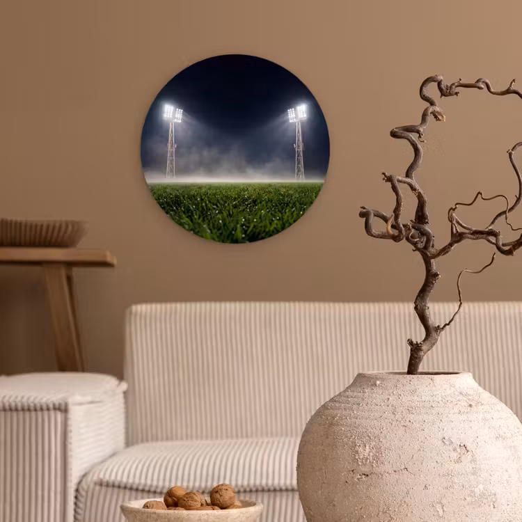 Stadion - Lichtmast - Sport - Nacht Wandcirkel kunststof plaat 5mm dik klein -sfeer1