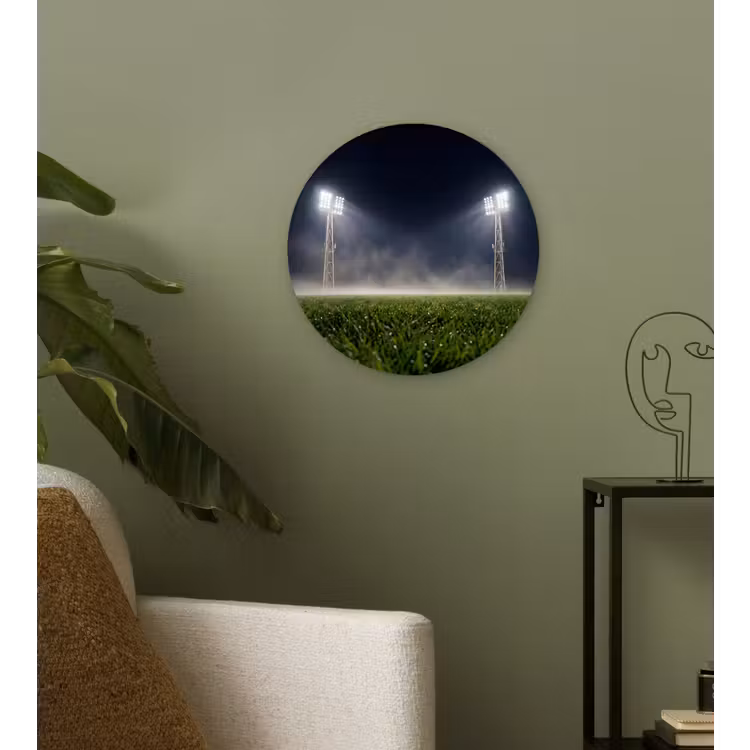 Stadion - Lichtmast - Sport - Nacht Wandcirkel kunststof plaat 5mm dik klein -sfeer3