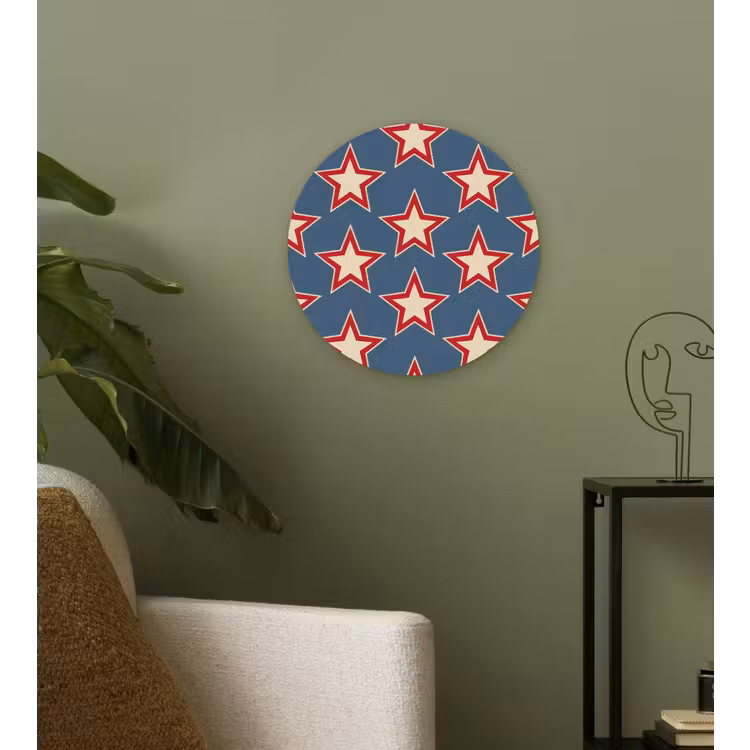 Ster - Klassiek - Blauw Wandcirkel kunststof plaat 5mm dik klein 188 -sfeer3