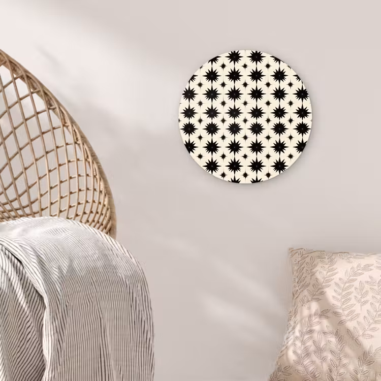 Stervormen - Geometrisch - Zwart Wandcirkel kunststof plaat 5mm dik klein 188 -sfeer5
