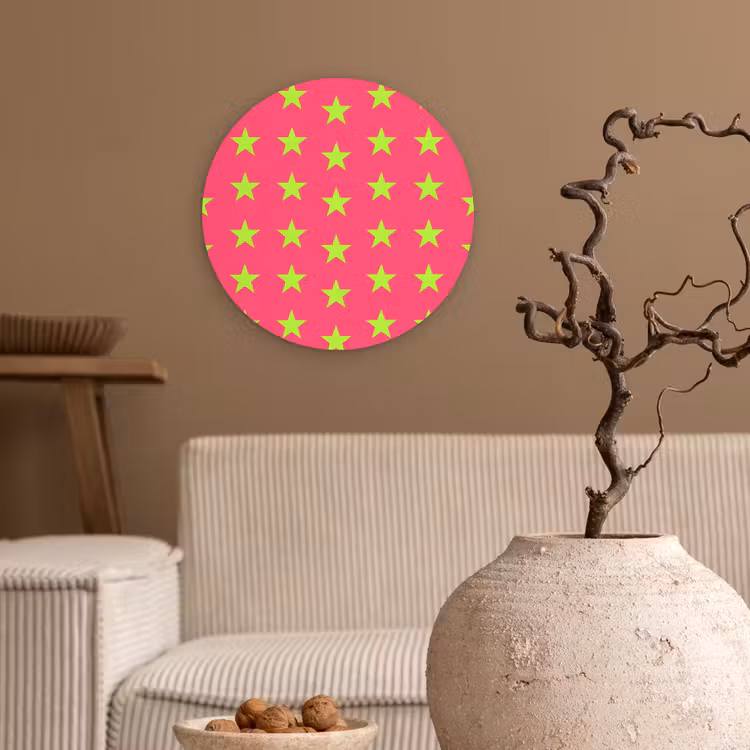 Sterren - Patroon - Roze Wandcirkel kunststof plaat 5mm dik klein 188 -sfeer1
