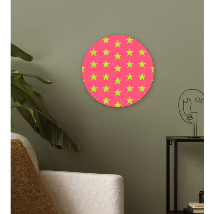 Sterren - Patroon - Roze Wandcirkel kunststof plaat 5mm dik klein 188 -sfeer3