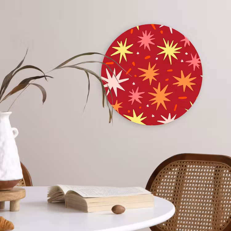 Sterren - Speels - Rood Wandcirkel kunststof plaat 5mm dik klein 188 -sfeer4