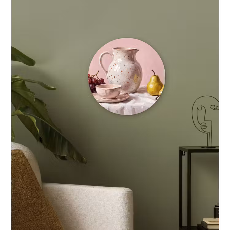 round wall art - Still Life - Fruit - Pink - Stilleven - Fruit - Roze Wandcirkel kunststof plaat 5mm dik klein