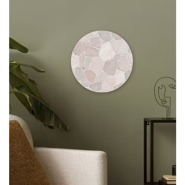 Steen - Patroon - Textuur - Beige Wandcirkel kunststof plaat 5mm dik klein -sfeer3