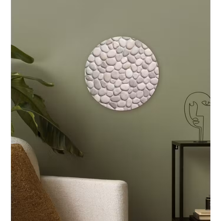 Steen - Kiezel - Natuur - Minimalistisch - Beige Wandcirkel kunststof plaat 5mm dik klein -sfeer3