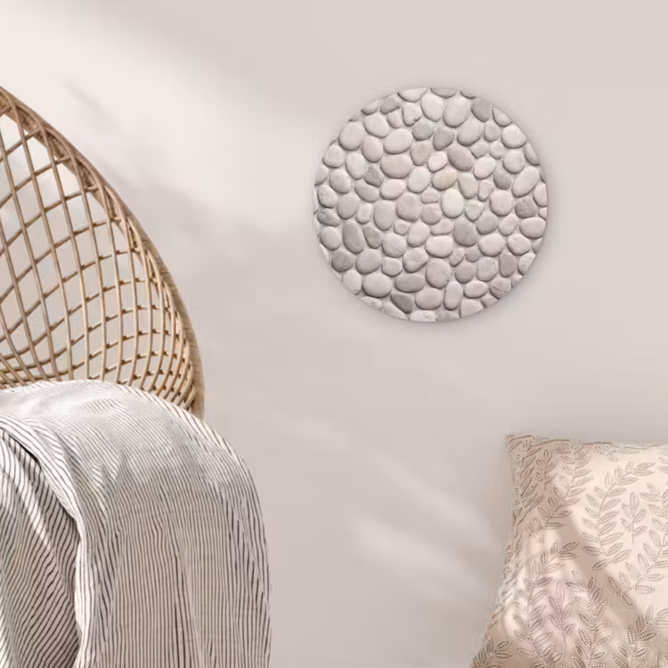 Steen - Kiezel - Natuur - Minimalistisch - Beige Wandcirkel kunststof plaat 5mm dik klein -sfeer5