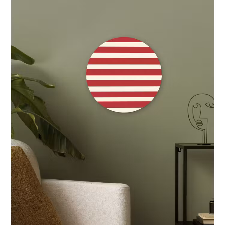 Strepen - Patroon - Rood Wandcirkel kunststof plaat 5mm dik klein 188 -sfeer3