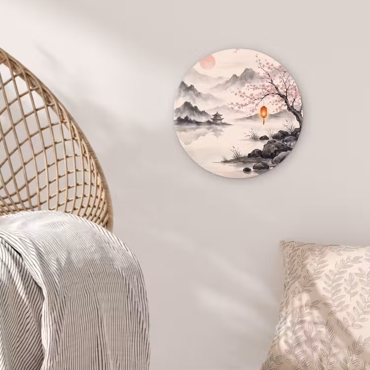 Zon - Japans - Traditioneel Wandcirkel kunststof plaat 5mm dik klein -sfeer5