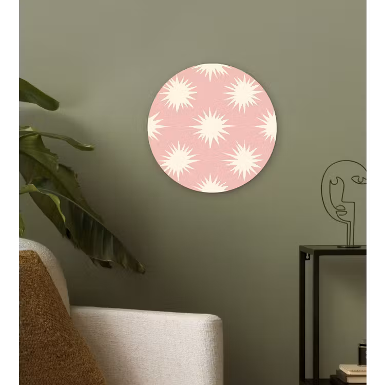 Zonnen - Patroon - Roze Wandcirkel kunststof plaat 5mm dik klein 188 -sfeer3