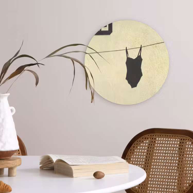 Badpak - Schaduw - Muur - Zomer - Minimalistisch Wandcirkel kunststof plaat 5mm dik klein -sfeer4