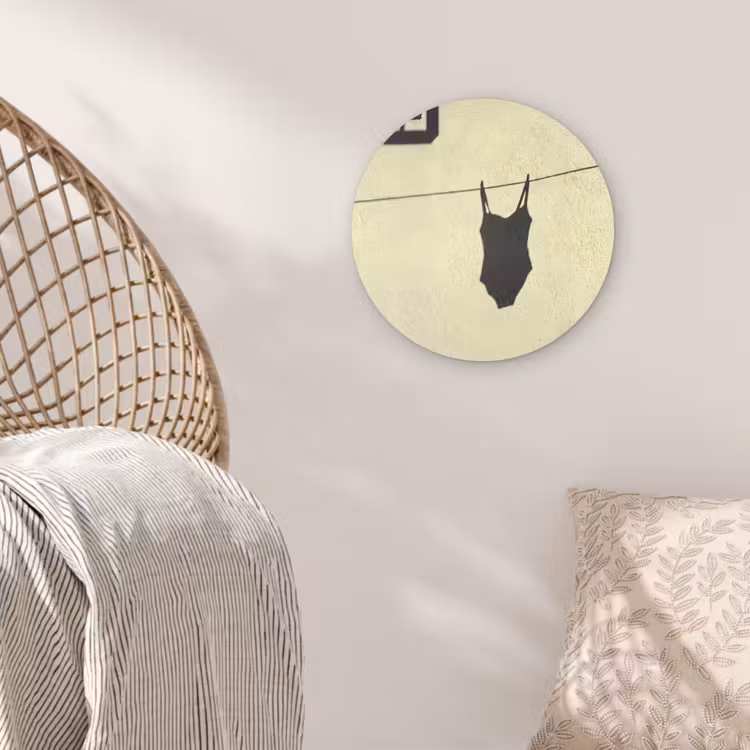 Badpak - Schaduw - Muur - Zomer - Minimalistisch Wandcirkel kunststof plaat 5mm dik klein -sfeer5