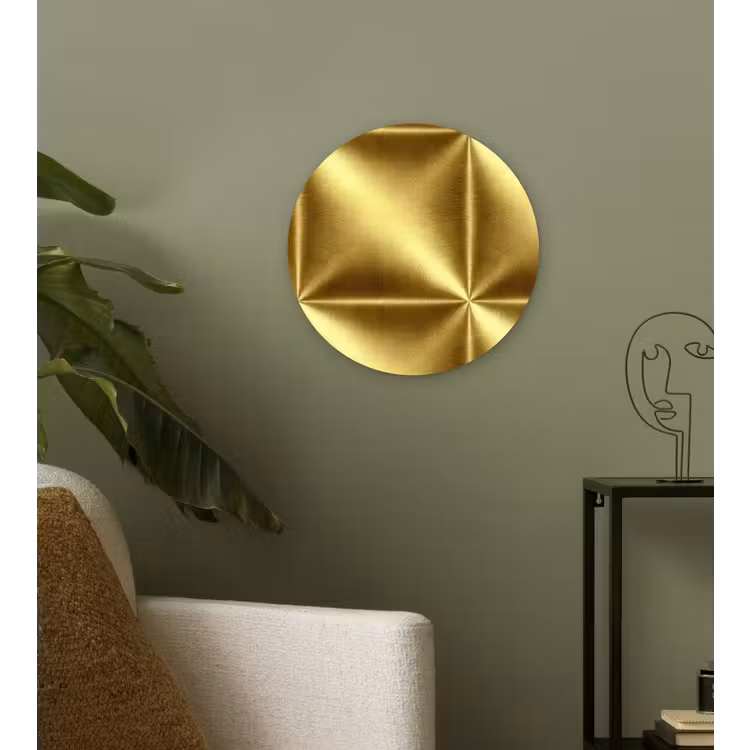 Textuur - Geborsteld Goud - Industrieel - Metallic Wandcirkel kunststof plaat 5mm dik klein 188 -sfeer3