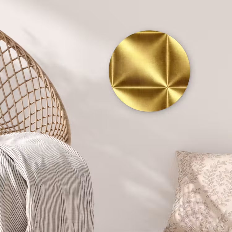 Textuur - Geborsteld Goud - Industrieel - Metallic Wandcirkel kunststof plaat 5mm dik klein 188 -sfeer5
