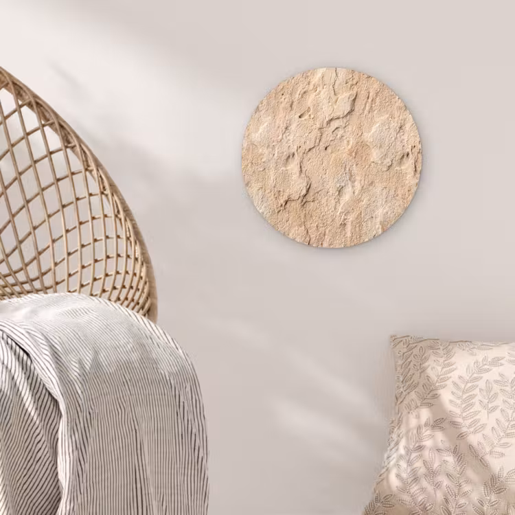 Textuur - Steen - Natuur - Beige Wandcirkel kunststof plaat 5mm dik klein -sfeer5